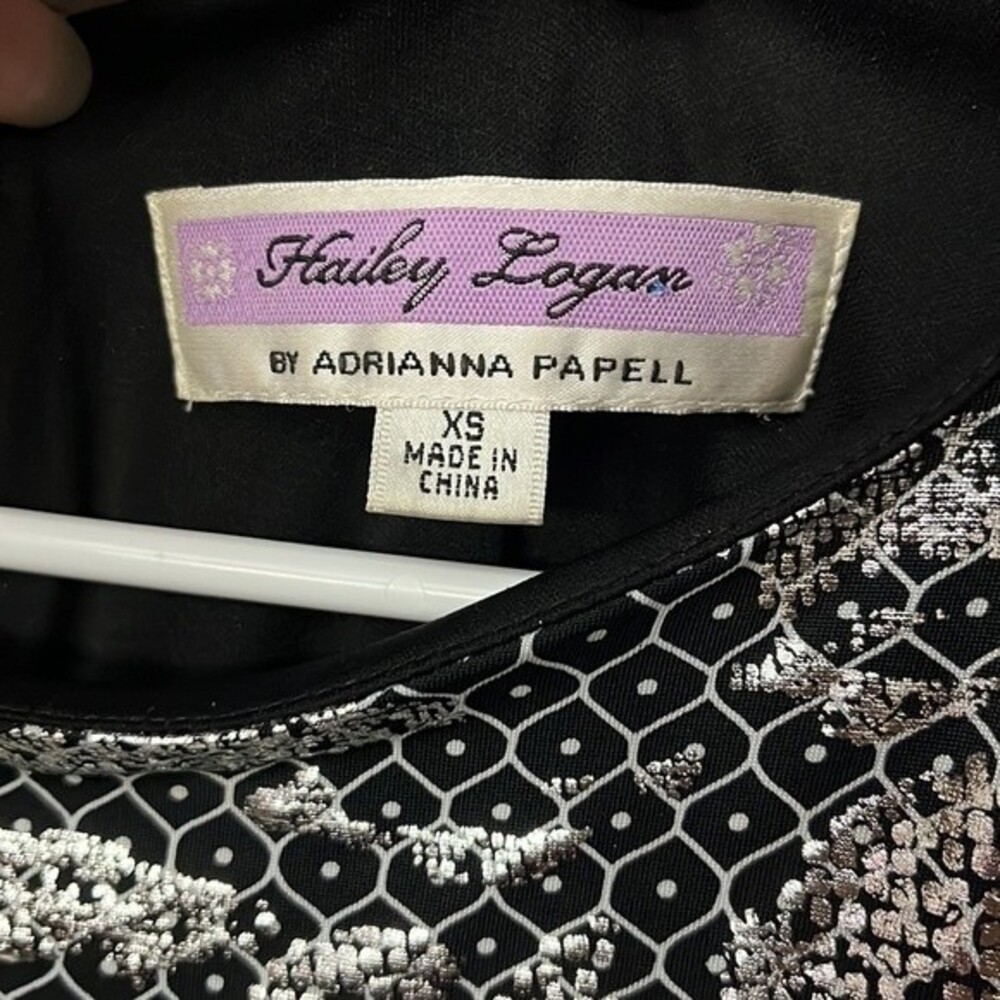 Hailey Logan by Adrianna Papell mini shift cocktail dress black metallic XS - Picture 6 of 14